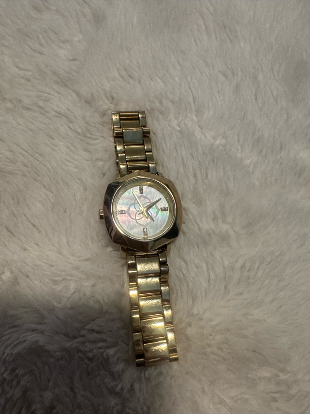 Kendra Scott Gold-Tone Bracelet Watch with Iridescent Mother-of-Pearl Dial